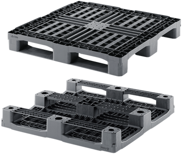 one-piece plastic pallet in black