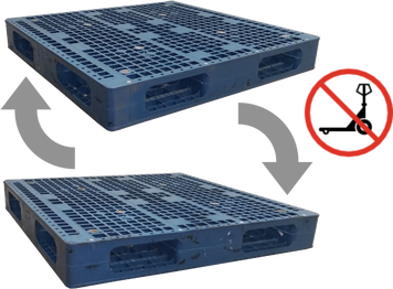 reversible plastic pallet in blue