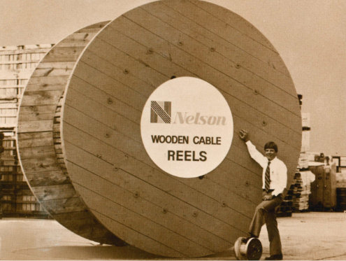 Large wooden cable reels